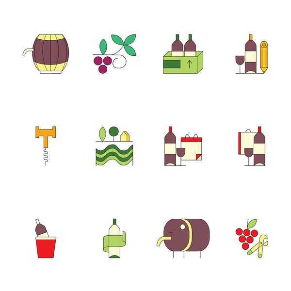 Wine line style icons. — Stockvector