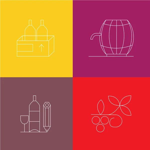 Colección icono de vino estilo línea — Vector de stock