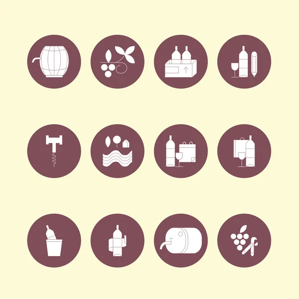 Wine line style icons. — Stock Vector