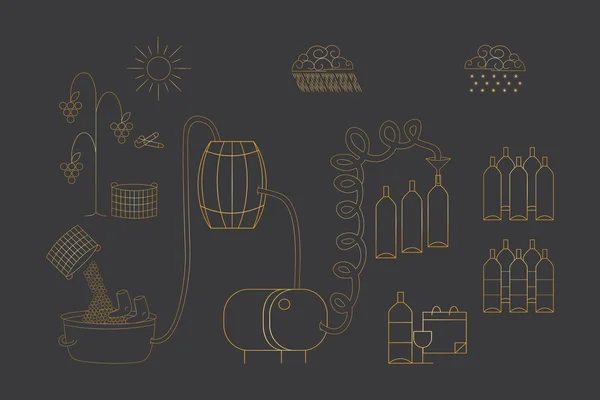 Wijnbouw platte infographic elementen — Stockvector
