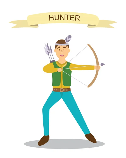 Cartoon hunter met strik — Stockvector