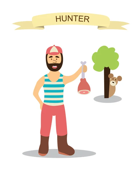 Cartoon hunter met aas — Stockvector