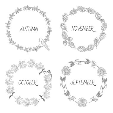Wreaths of autumn elements