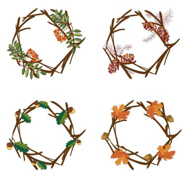 Wreaths of autumn elements