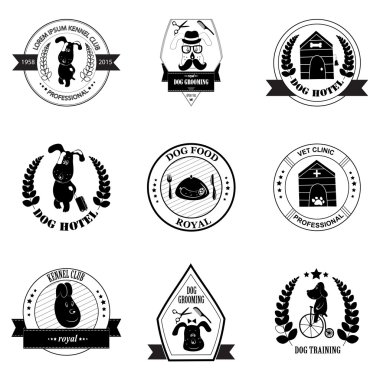 Set of retro dog care  labels