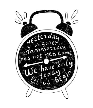 Typography poster with alarm clock