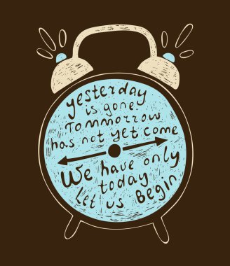 Typography poster with alarm clock
