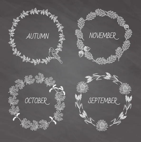 Wreaths of autumn elements — Stock Vector