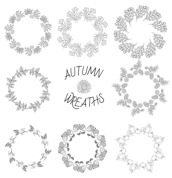 Wreaths of autumn elements — 图库矢量图片