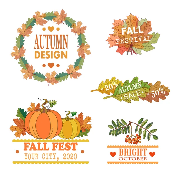 Autumn elements and labels