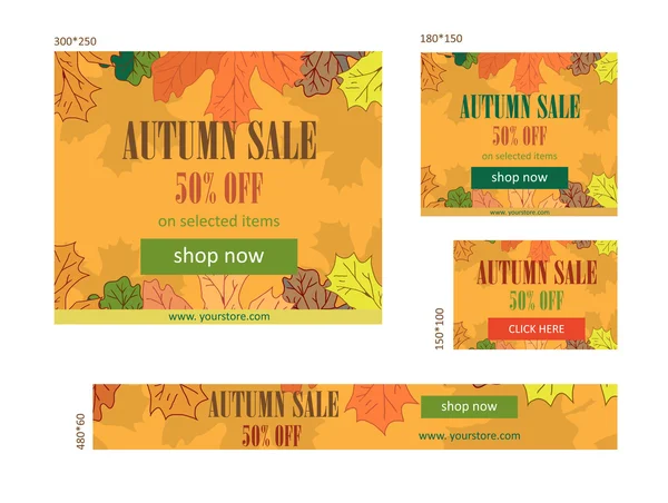 Banners de ventas de otoño — Vector de stock