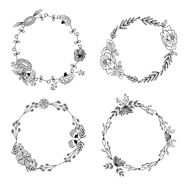 Vintage virágos wreathes — Stock Vector