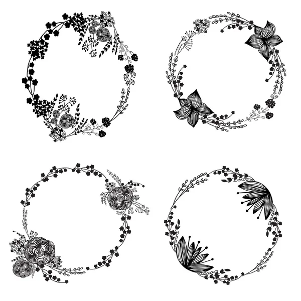 Vintage floral wreathes — Stock Vector