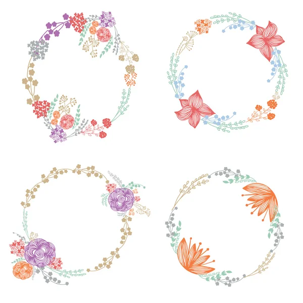 Vintage virágos wreathes — Stock Vector