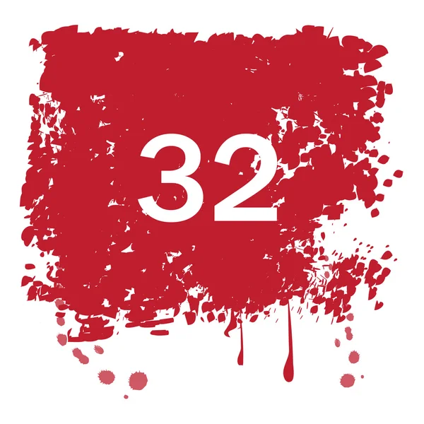 Red background with number 32 — 스톡 벡터