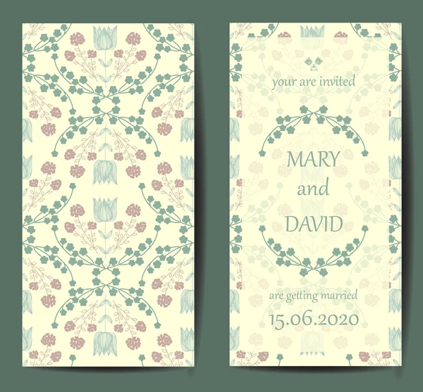 Tarjeta vintage o invitación de boda — Vector de stock