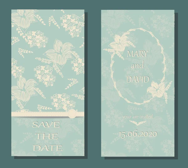Carte vintage ou invitation de mariage — Image vectorielle