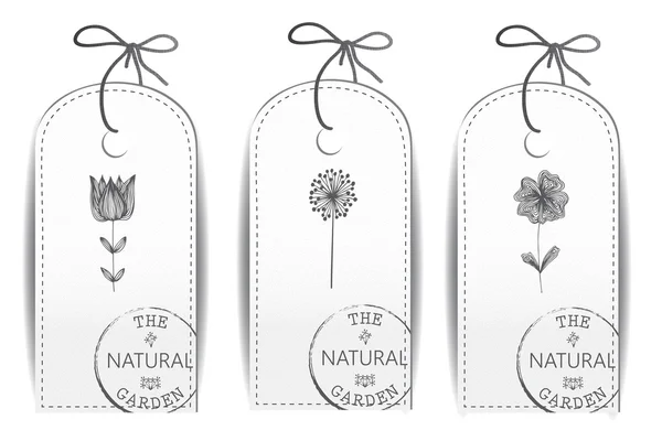 Banners met handgetekende bloemen — Stockvector