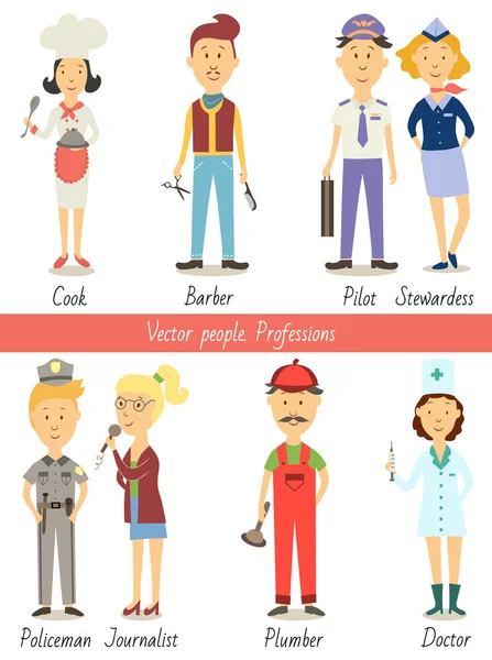 Ensemble de personnes diverses professions isolées — Image vectorielle