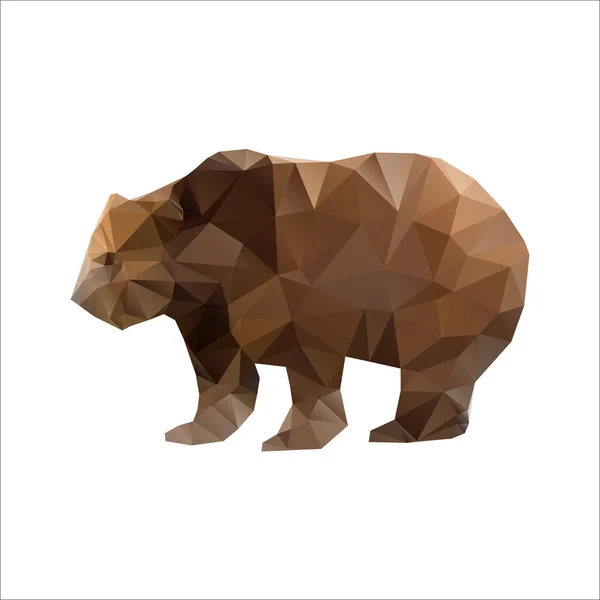 Brown Bear in Triangular Style — Stock Vector