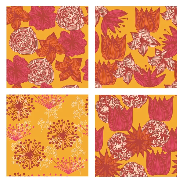 Ручной набор винтажных цветочных узоров — стоковый вектор