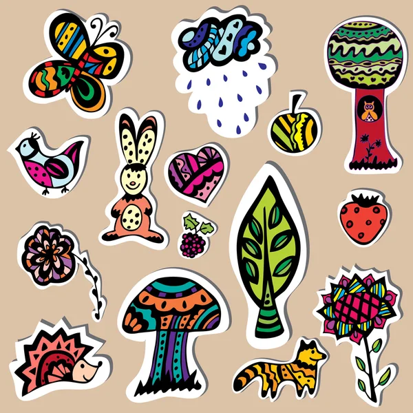 Funny baby bos stickers set — Stockvector