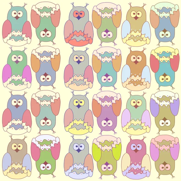 Seamless pattern from cute owls — Stock Vector