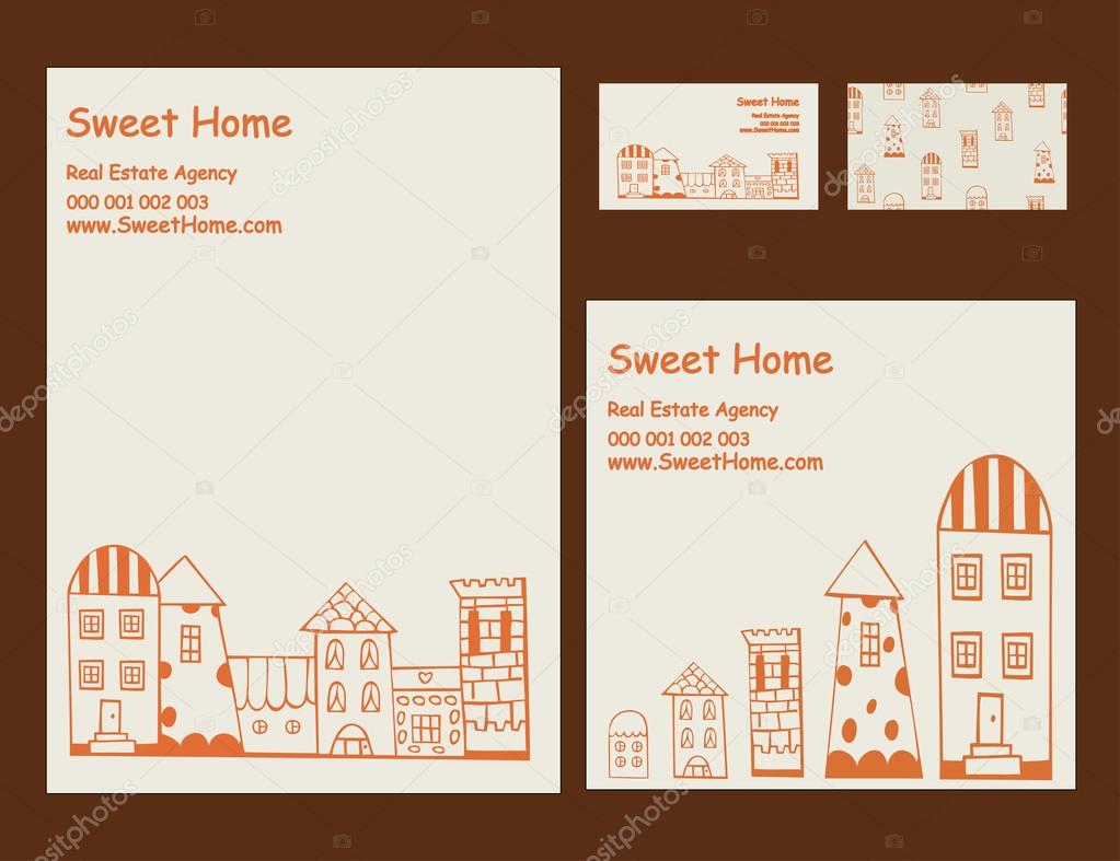 Real estate template with orange houses