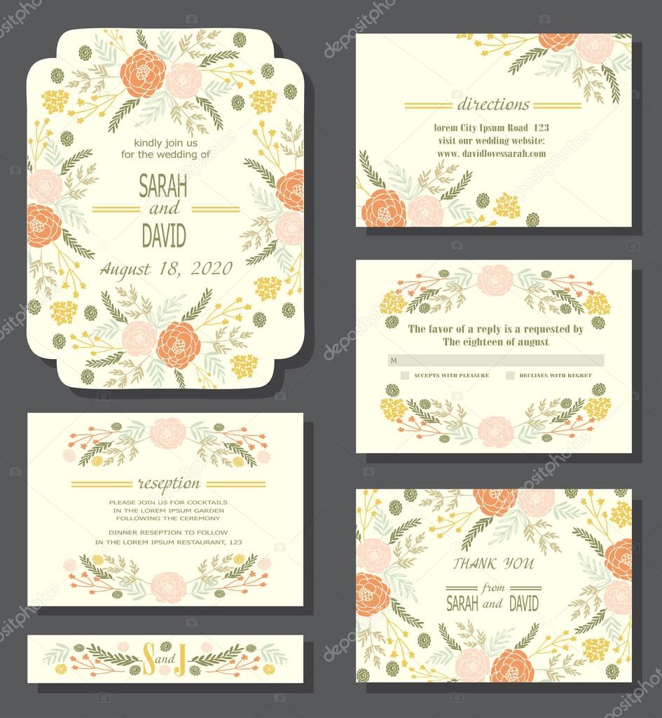 floral cards or wedding invitations