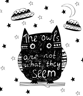 Typography poster with owl silhouette