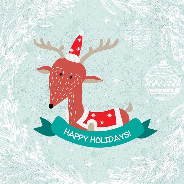 Boże Narodzenie kartkę z życzeniami z jelenia. — Wektor stockowy