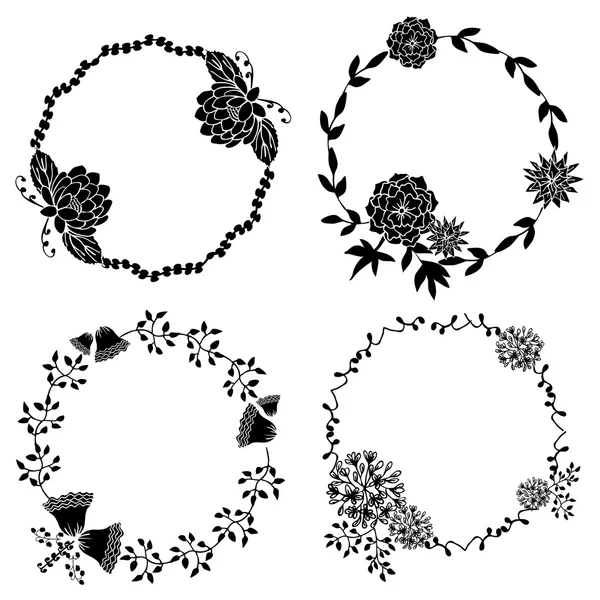 Set of vintage floral wreathes — Stock Vector