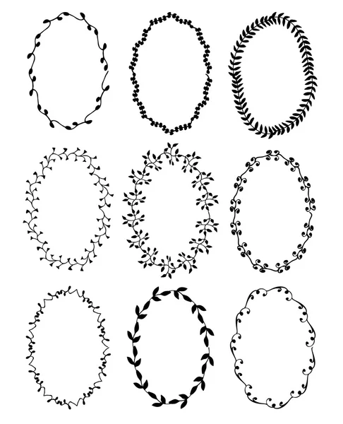 Set of vintage floral wreathes — Stock Vector