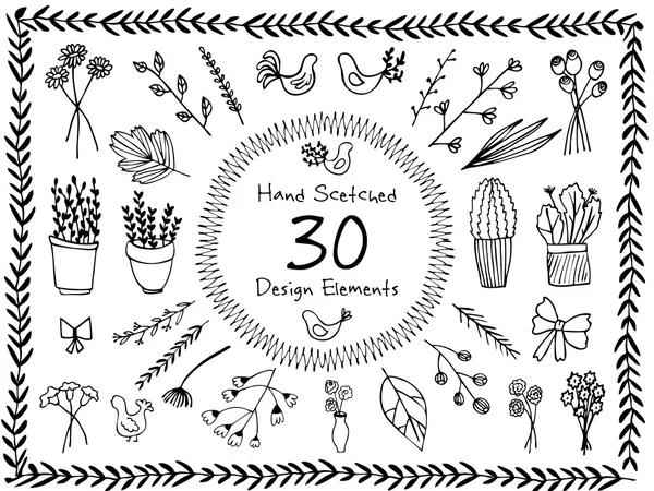 Set of hand-drawn decorative elements — Stock Vector