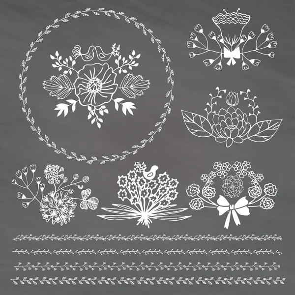 Set of vintage floral wreathes — Stock Vector