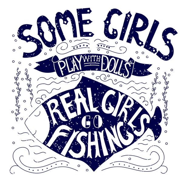 Illustration with with a fish and lettering
