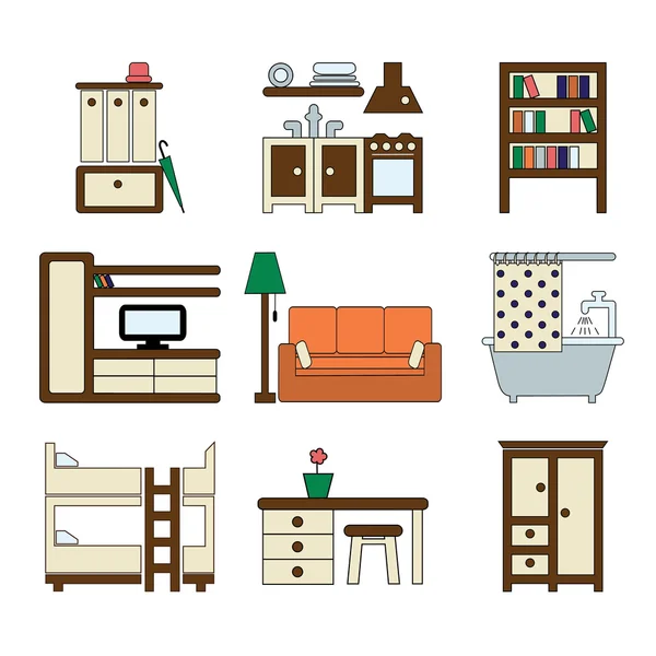 Conjunto de iconos de diseño de interiores — Vector de stock