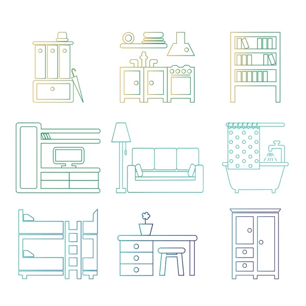 Set of interior design icons — Stock Illustration Set of interior design icons Stock Vector