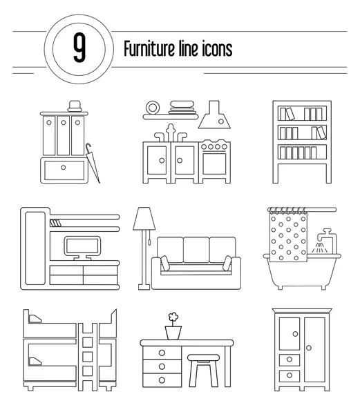 Set of interior design icons — Stock Illustration Set of interior design icons Royalty Free Stock Illustrations