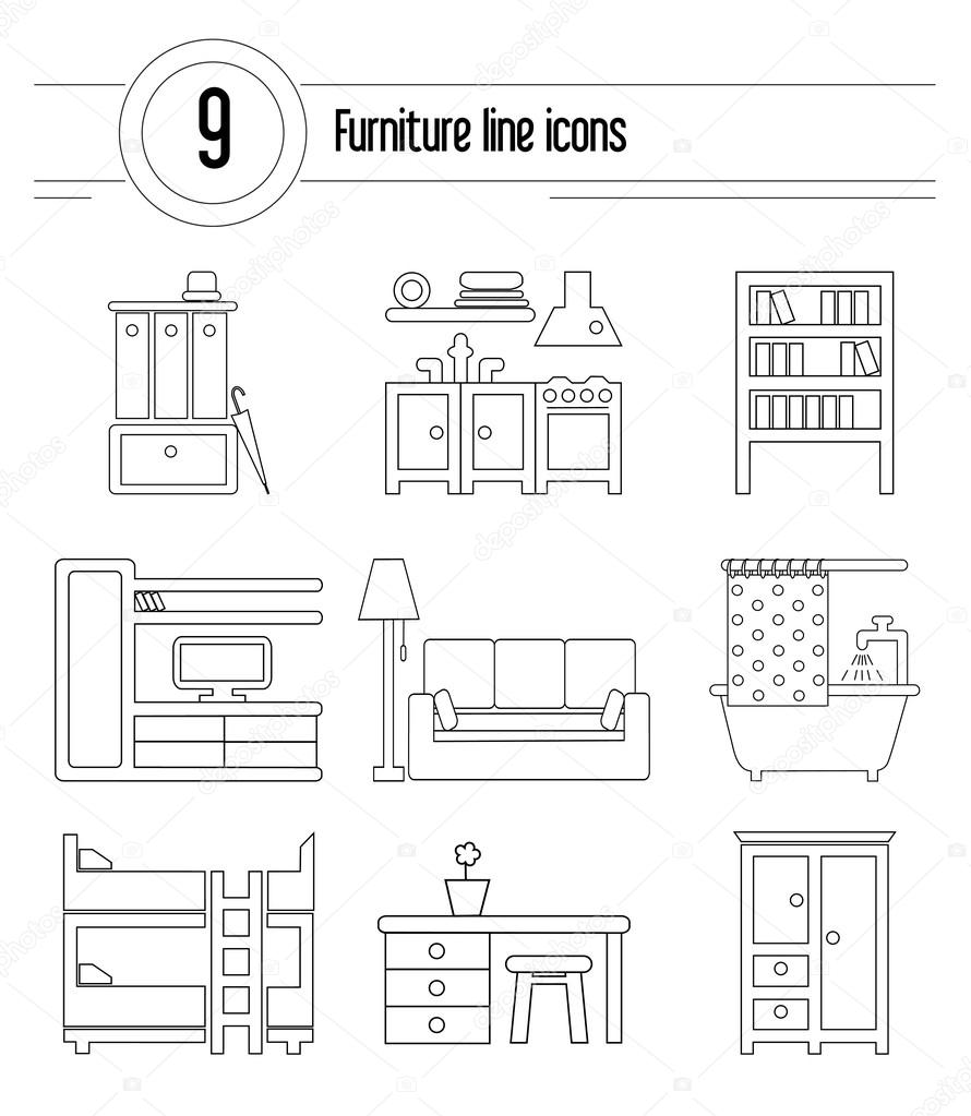 Set of interior design icons