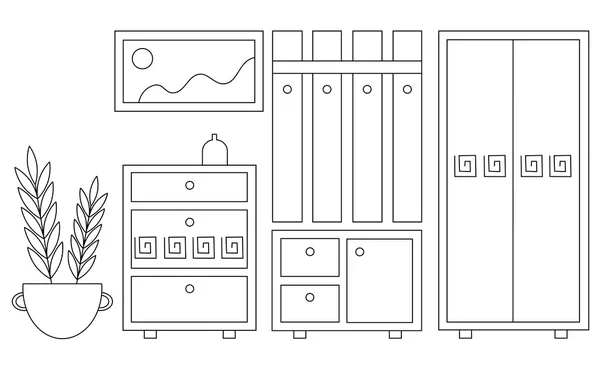 Set van interieur pictogrammen voor woonkamer — Stockvector