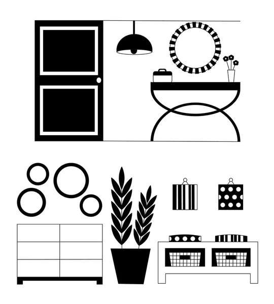 Conjunto de iconos interiores para salón — Vector de stock