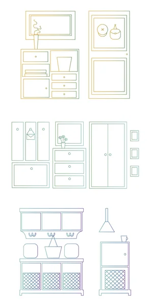 Εσωτερικό κουζινών με έπιπλα — Διανυσματικό Αρχείο