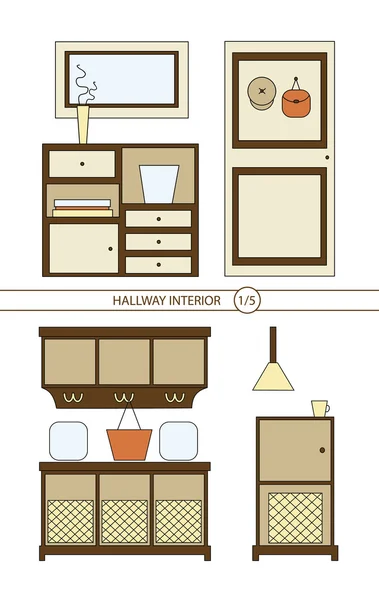Hallway interior with furniture — Stock Illustration Hallway interior with furniture Vector Graphics