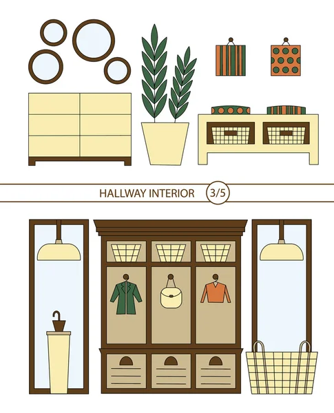 Hallway interior with furniture — Stock Illustration Hallway interior with furniture Royalty Free Stock Illustrations