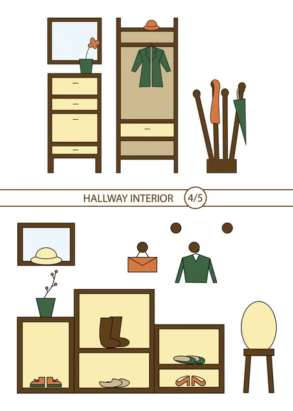 Hallway interior with furniture — Stock Illustration Hallway interior with furniture Stock Vector