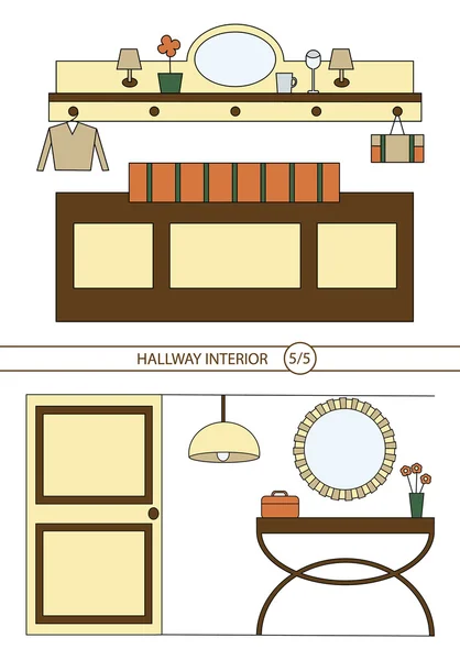 Hallway interior with furniture — Stock Illustration Hallway interior with furniture Royalty Free Stock Vectors
