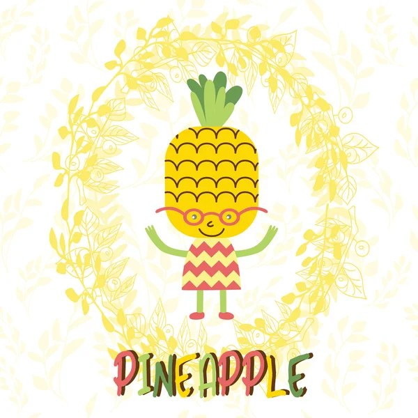 Sweet pineapple in cartoon style — Stok Vektör