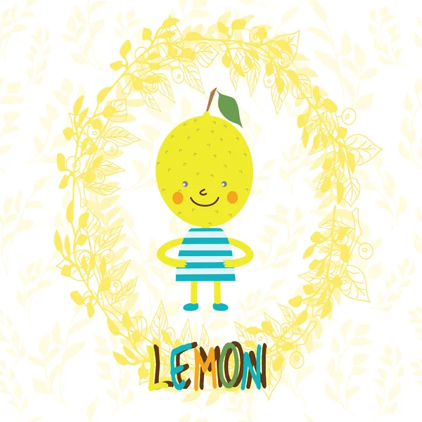 Sweet lemon in cartoon style — Stok Vektör