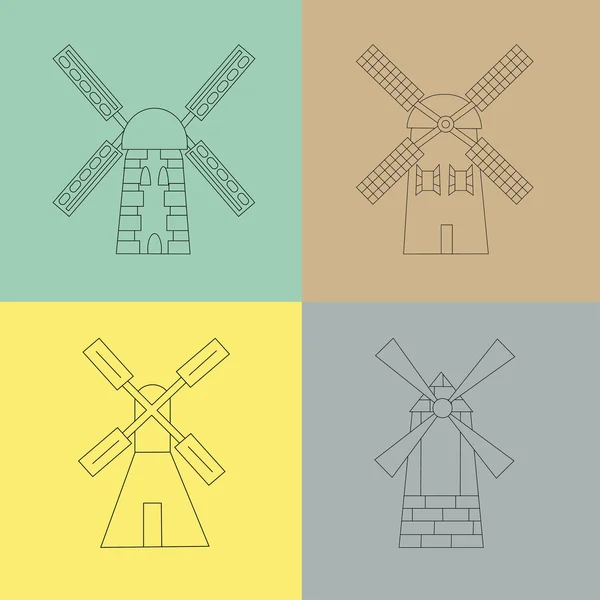 Set of logotypes with wind mill — ストックベクタ